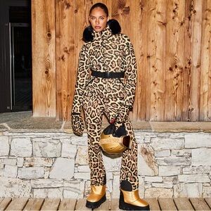 Goldbergh Minou Belted leopard-print ski pants NWT Size 10